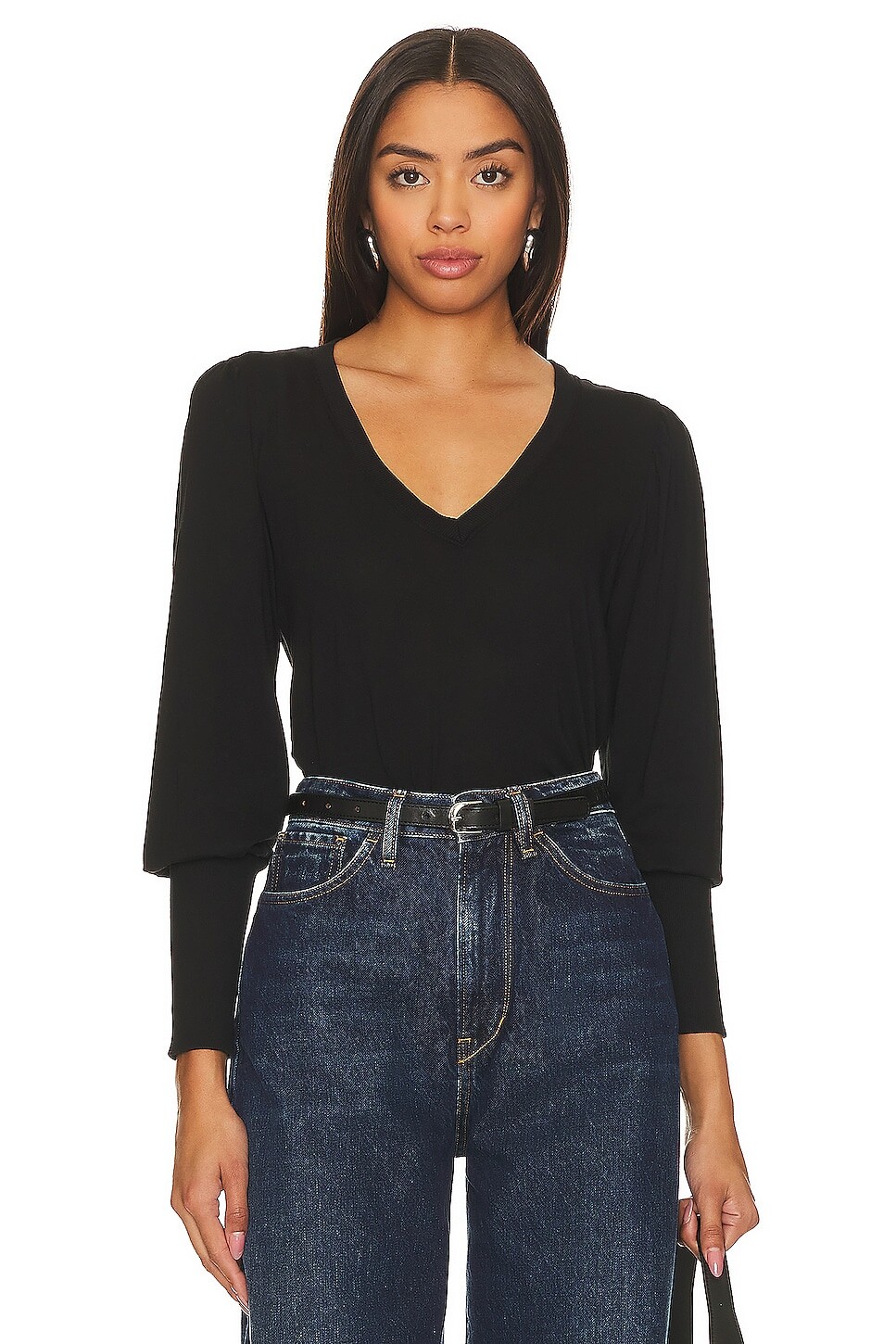 

Топ Bobi Banded Bottom Long Sleeve, черный