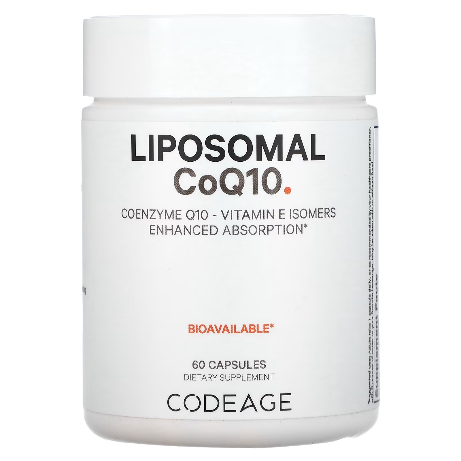 Липосомальный Codeage CoQ10, 60 капсул codeage liposomal инозит для яичников 120 капсул