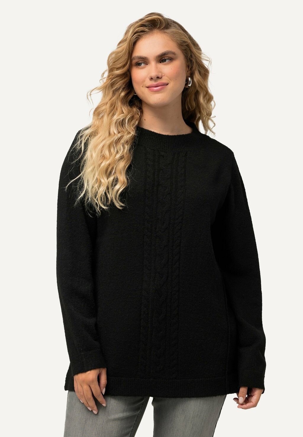 

Свитер À Col Montant Et Manches Longues Motif Torsadé Ulla Popken, цвет noir