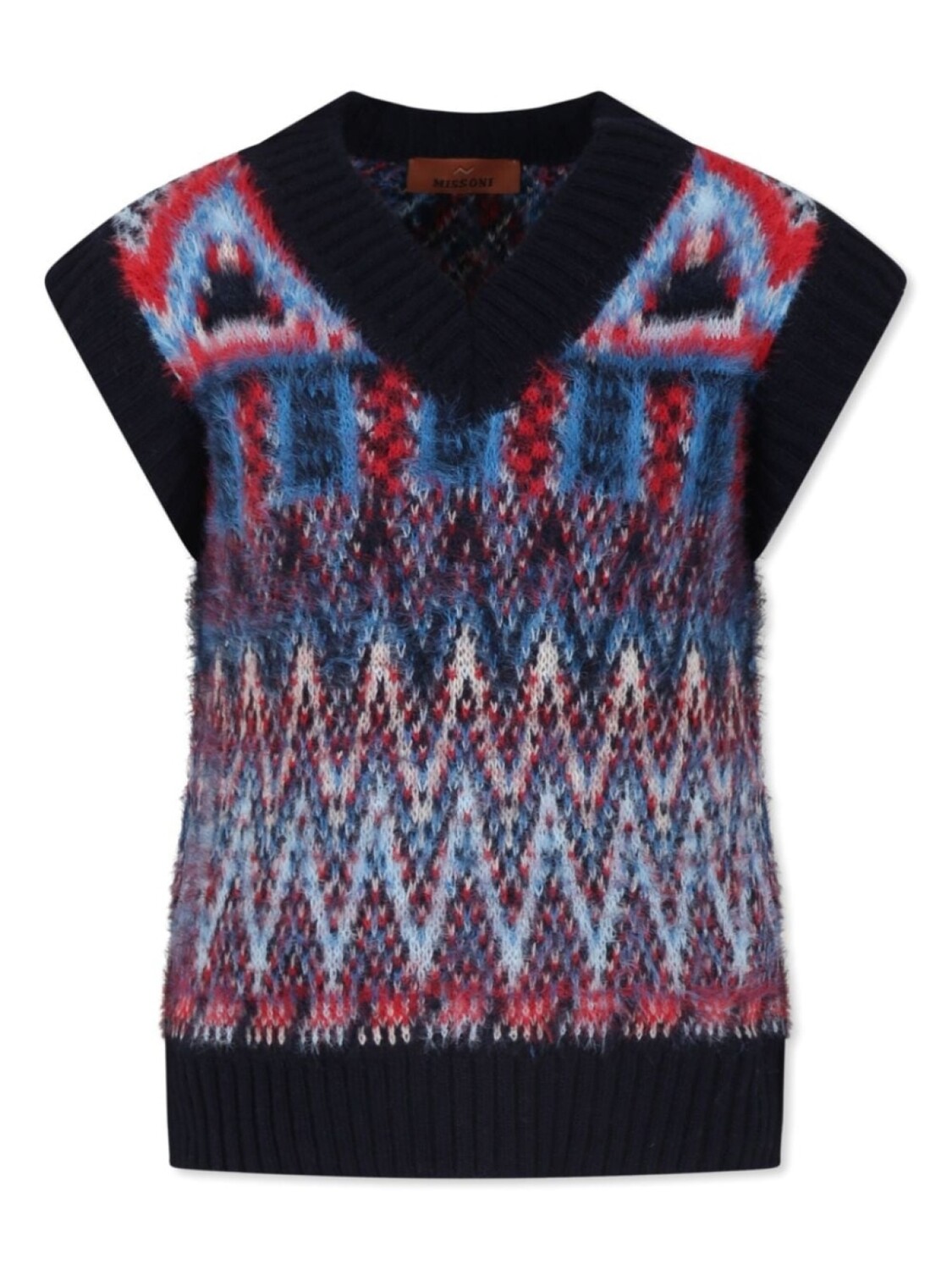 

Missoni Kids жилет с V-образным вырезом, вязка интарсией, черный
