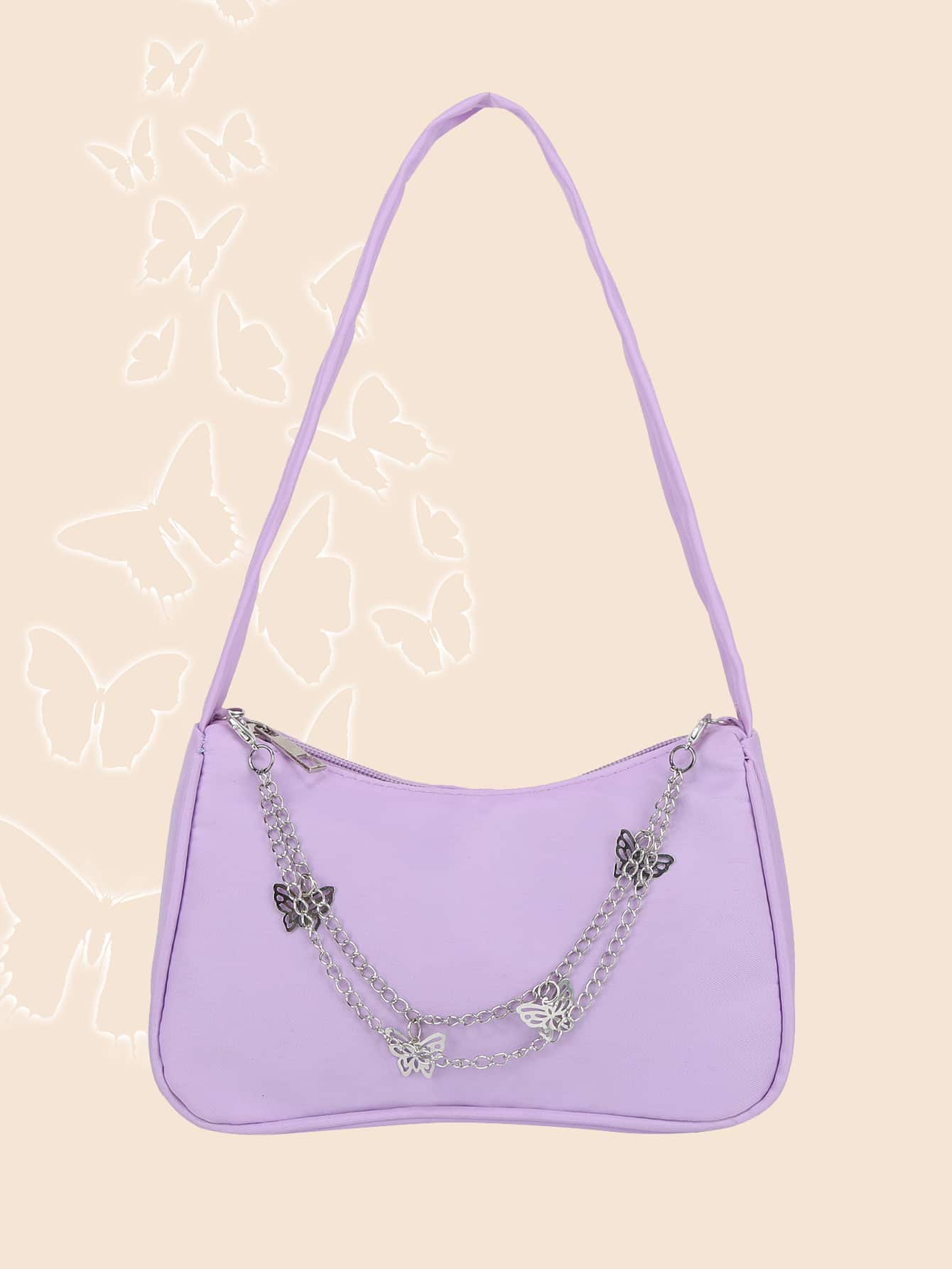 Модная однотонная сумка на плечо в стиле цепочки, фиолетовый