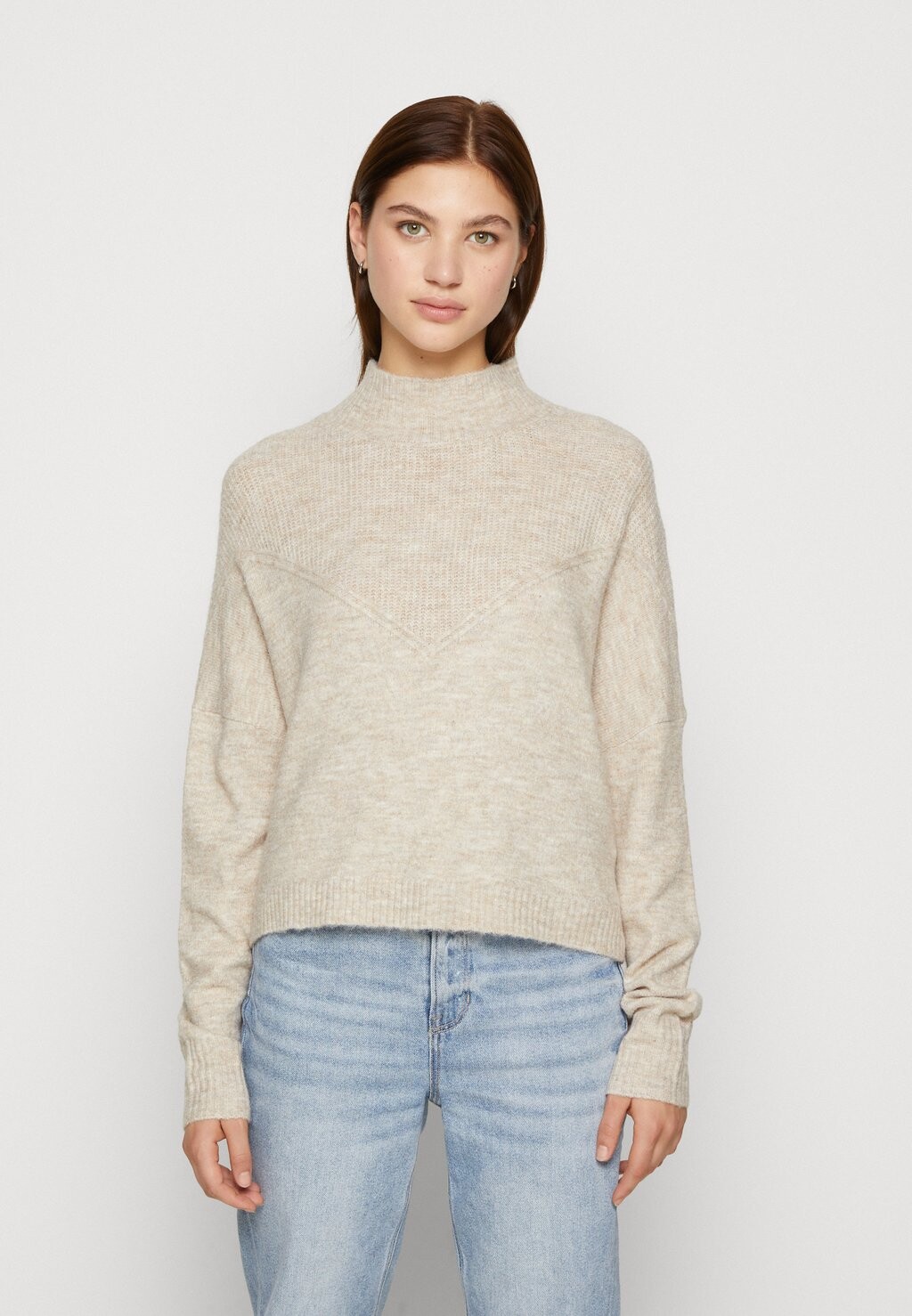 

Джемпер ONLY Onlsilly Highneck, пемза меланж, Серый