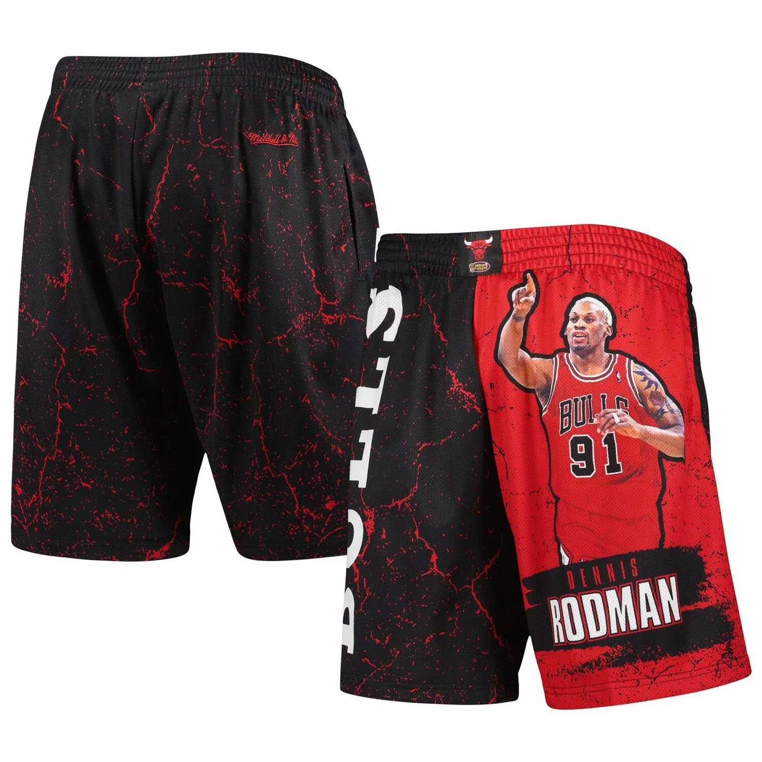 

Мужские шорты Mitchell & Ness Dennis Rodman Black Chicago Bulls Hardwood Classics Player Burst