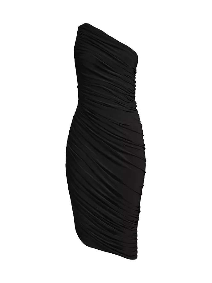 Платье миди на одно плечо Diana со сборками Norma Kamali, черный трикотажное платье diana на одно плечо norma kamali черный