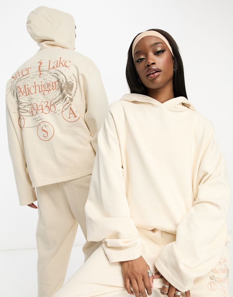 

ASOS Design - Unisex - толстовка оверсайз из неотбеленного хлопка с принтом спереди, входит в комплект