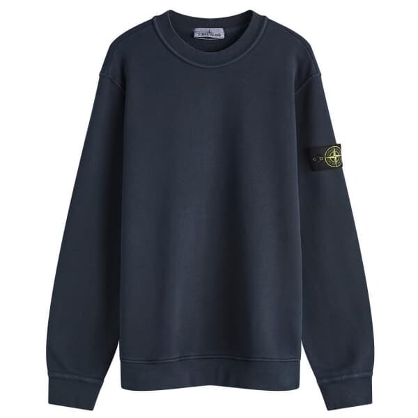 

Толстовка с круглым вырезом и эффектом старины из диагонального флиса Stone Island, синий