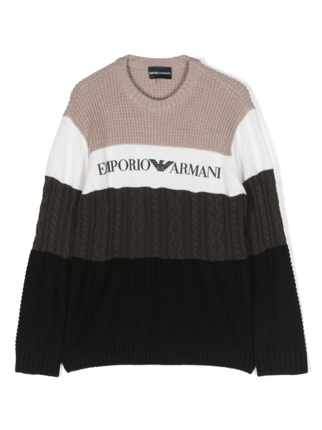 

Emporio Armani полосатый джемпер с логотипом, нейтральный цвет