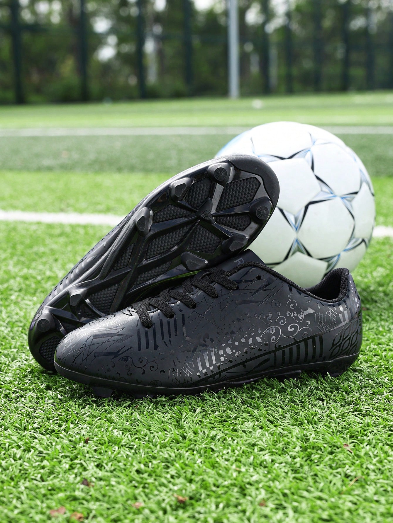 Мужские черные футбольные бутсы с шипами Ag/Sg Футбольные бутсы для газона / Обувь для регби, черный щитки футбольные