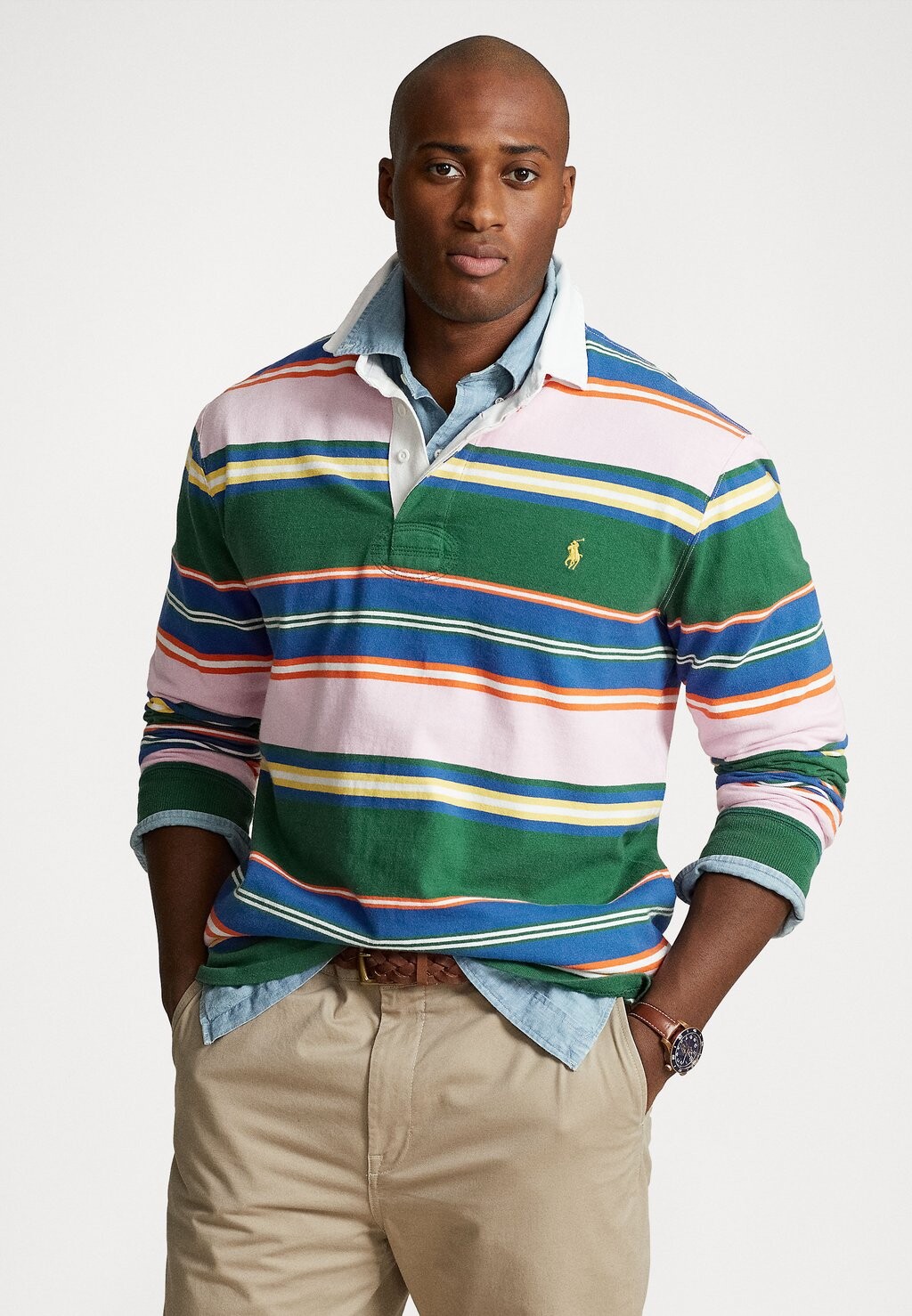 

Футболка с длинным рукавом LONG SLEEVE RUGBY Polo Ralph Lauren Big & Tall, карамельный/розовый/разноцветный