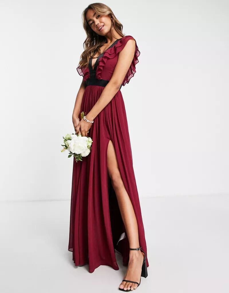 Красное сливовое платье макси до бедра Anaya With Love Bridesmaid