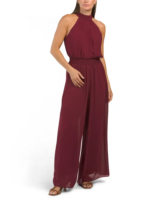

Комбинезон без рукавов со сборками и галстуком Vince Camuto, цвет Merlot