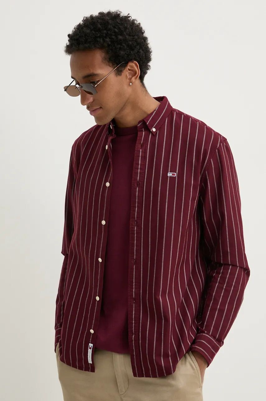 

Хлопковая рубашка Tommy Jeans, гранатовый