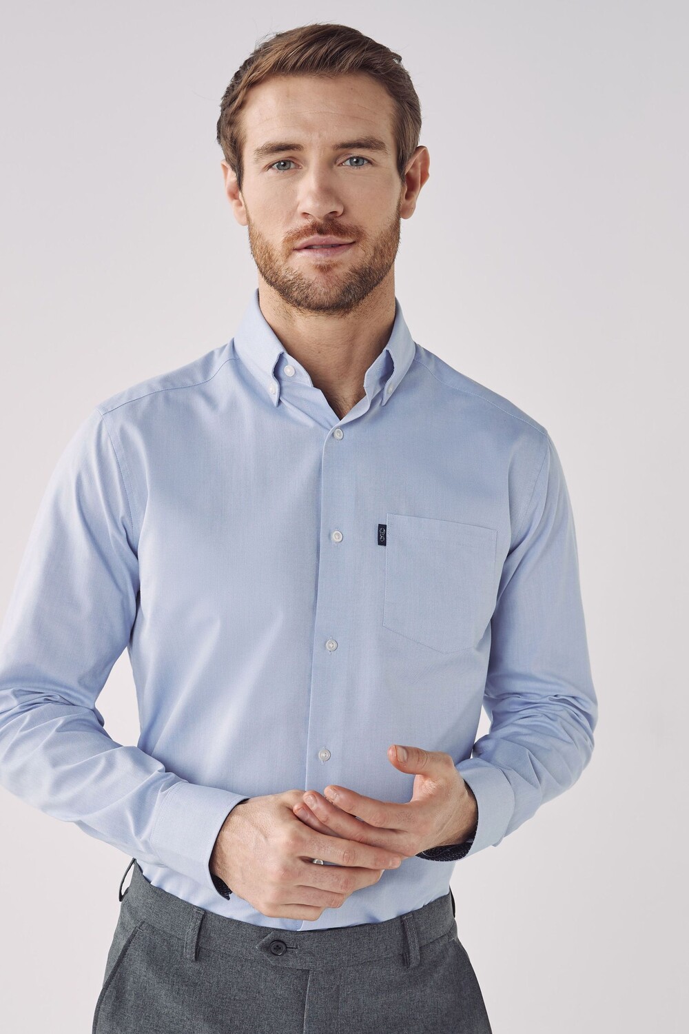 

Рубашка Oxford Easy Iron на пуговицах Next, синий