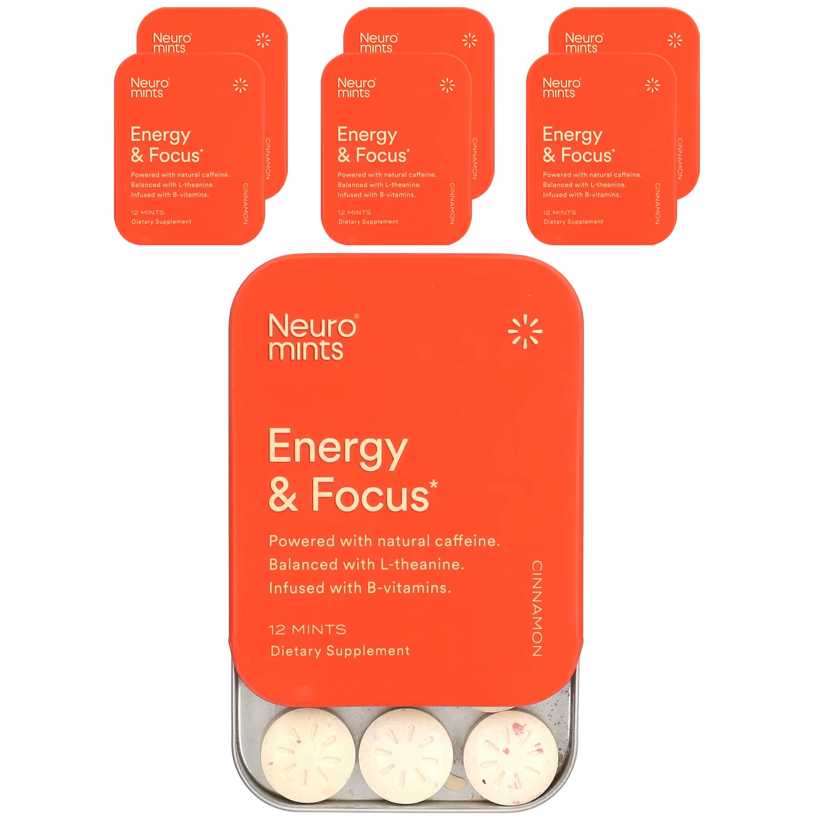 Кофеиновая жевательная резинка NeuroGum NeuroMints Energy & Focus с корицей, 72 шт