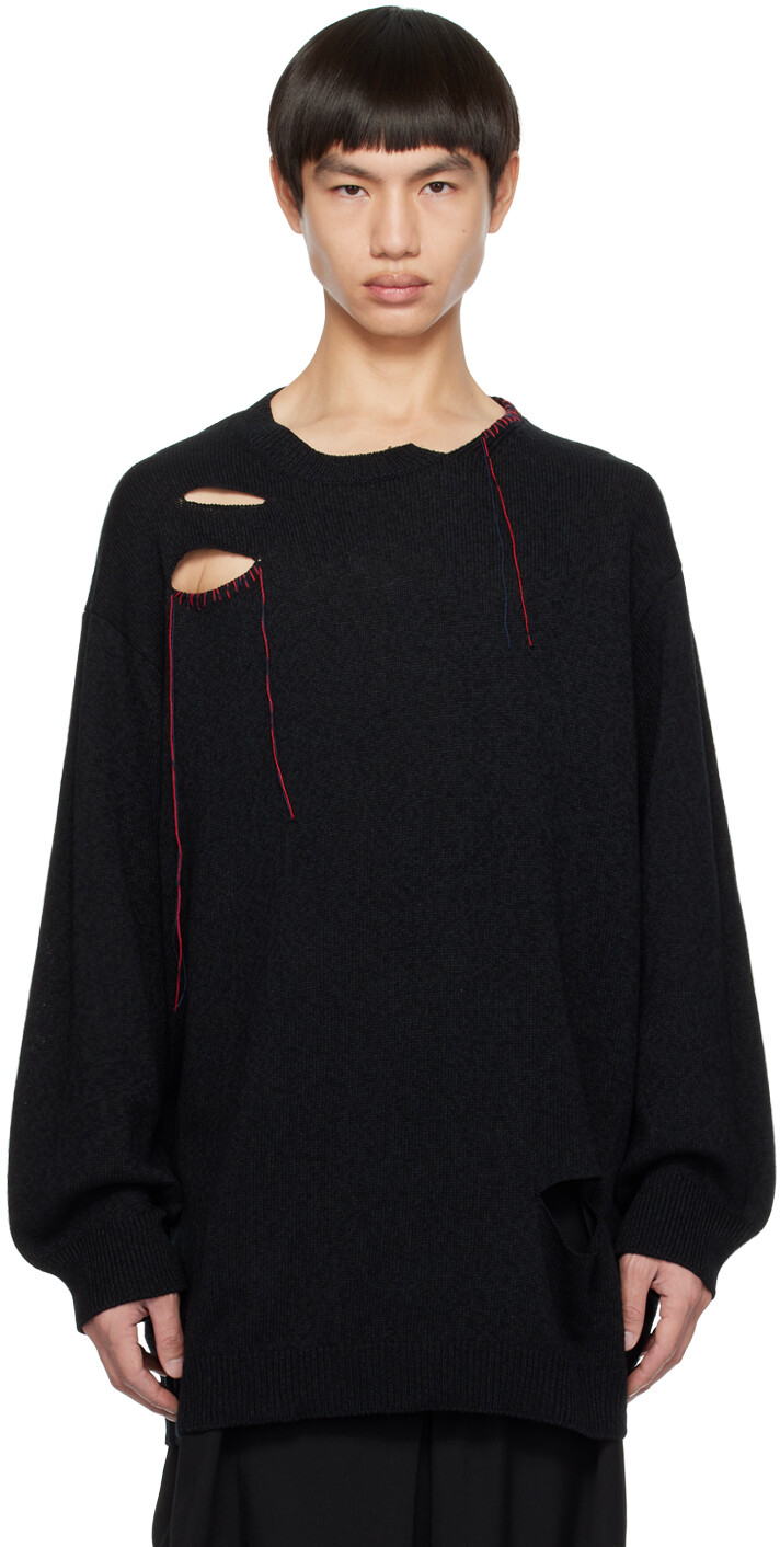 

Черный свитер с вышивкой Yohji Yamamoto