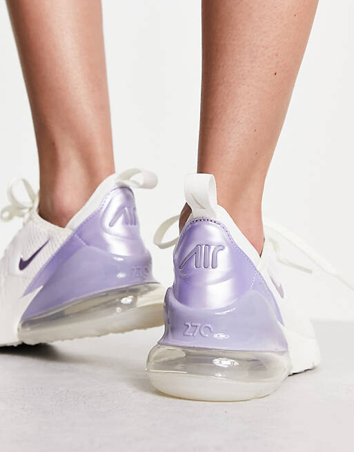 

Белые и кислородно-фиолетовые кроссовки Nike Air Max 270