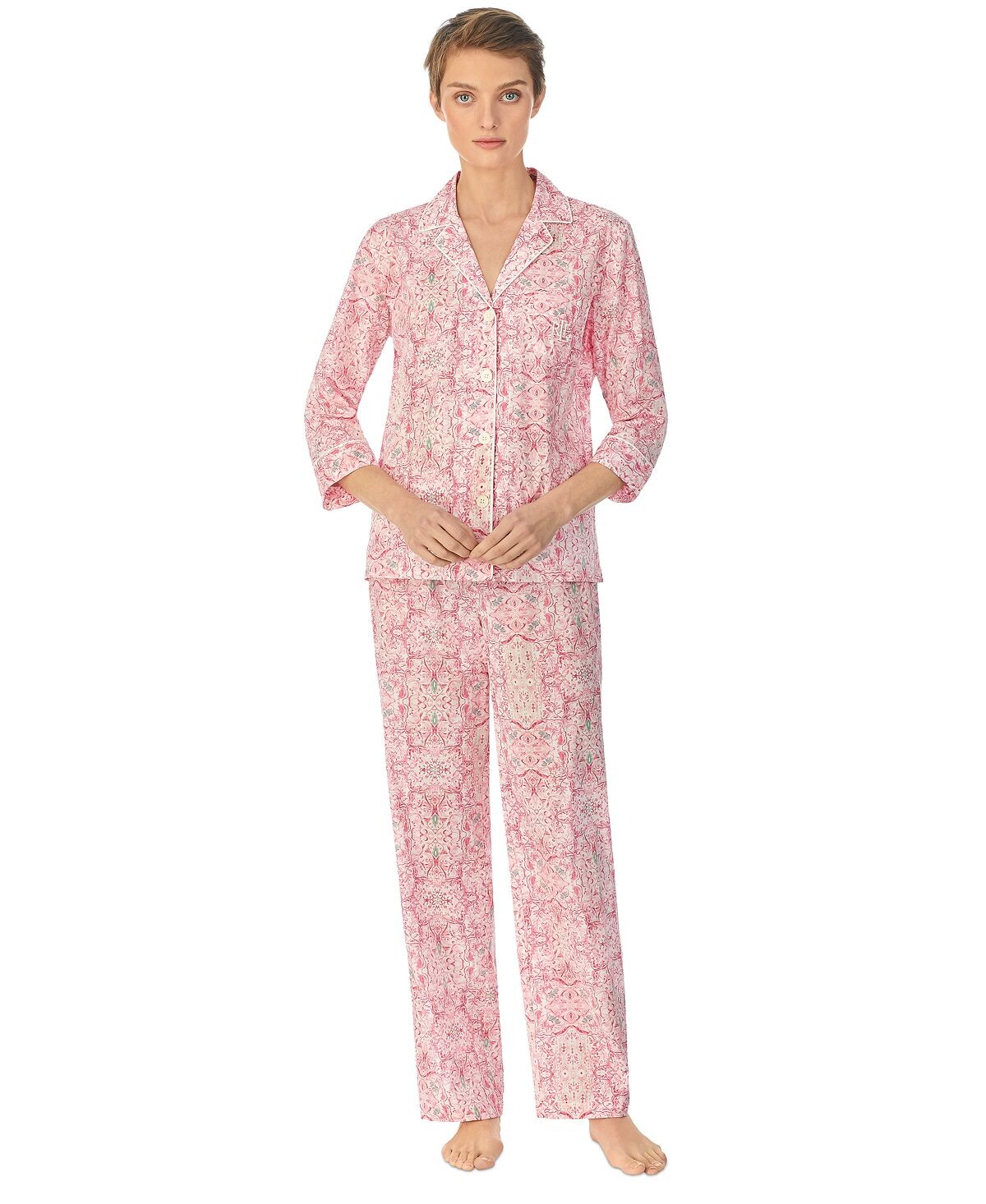 

Миниатюрный, 2 шт. Пижамный комплект с зубчатым воротником Lauren Ralph Lauren