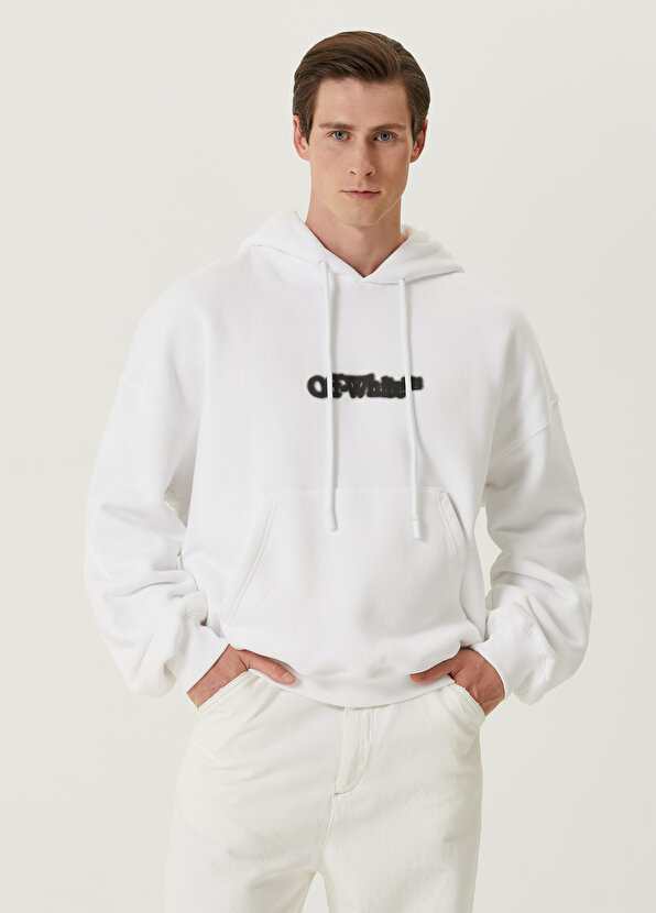 

Белый свитшот с капюшоном и логотипом Off-White