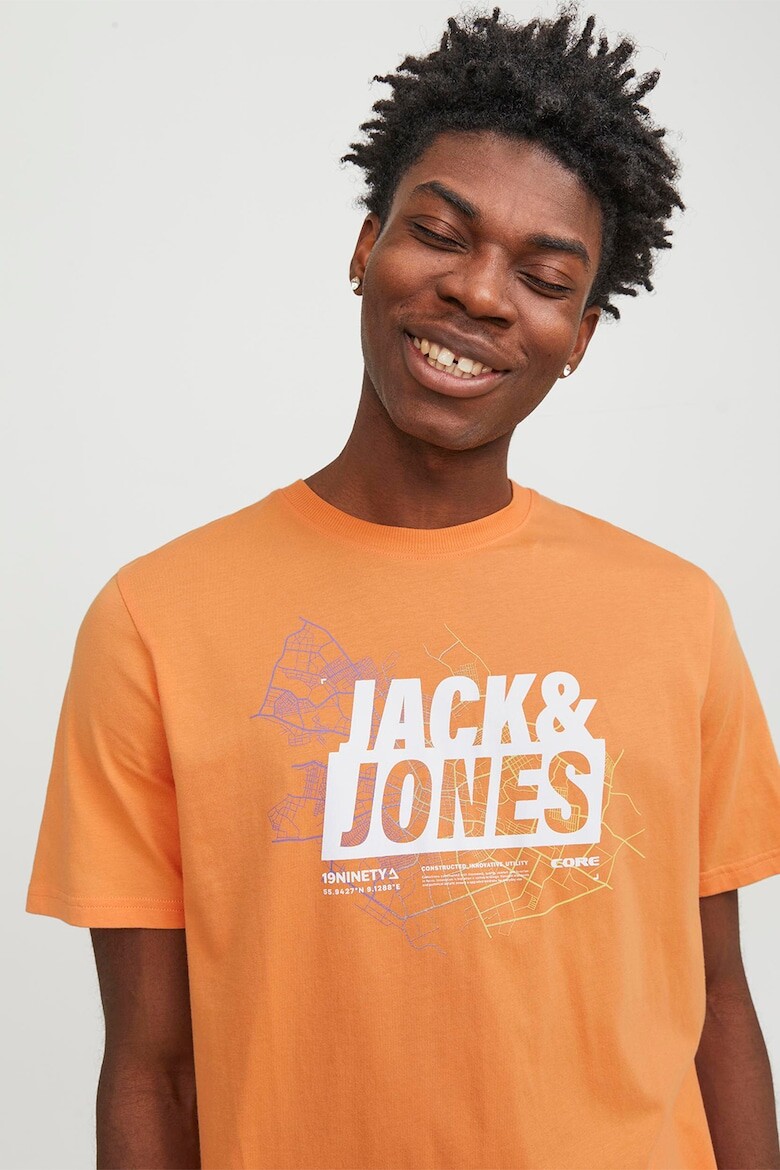

Футболка с овальным вырезом и логотипом Jack & Jones, оранжевый