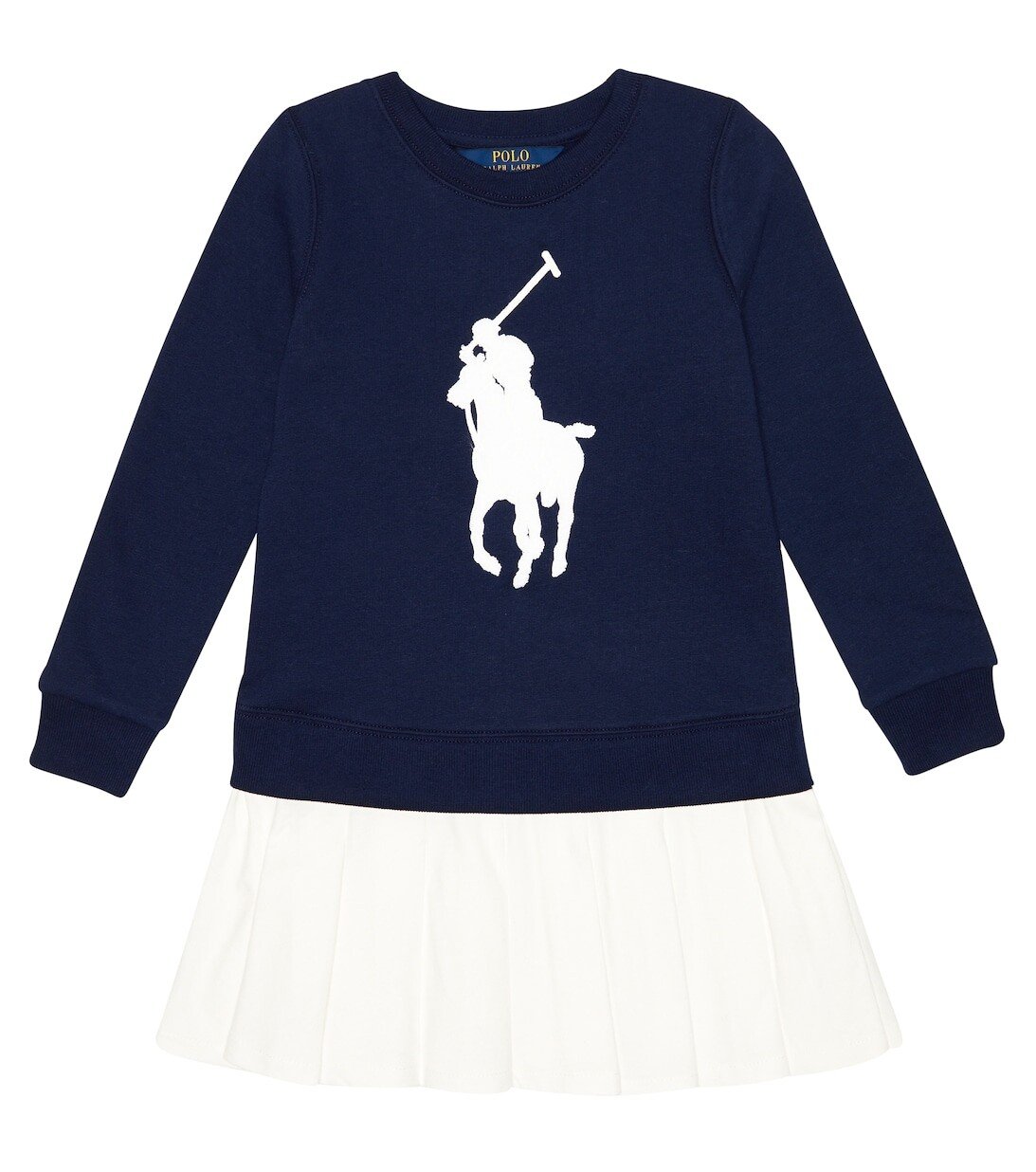 

Платье-толстовка из смесового хлопка и флиса с логотипом Polo Ralph Lauren, белый