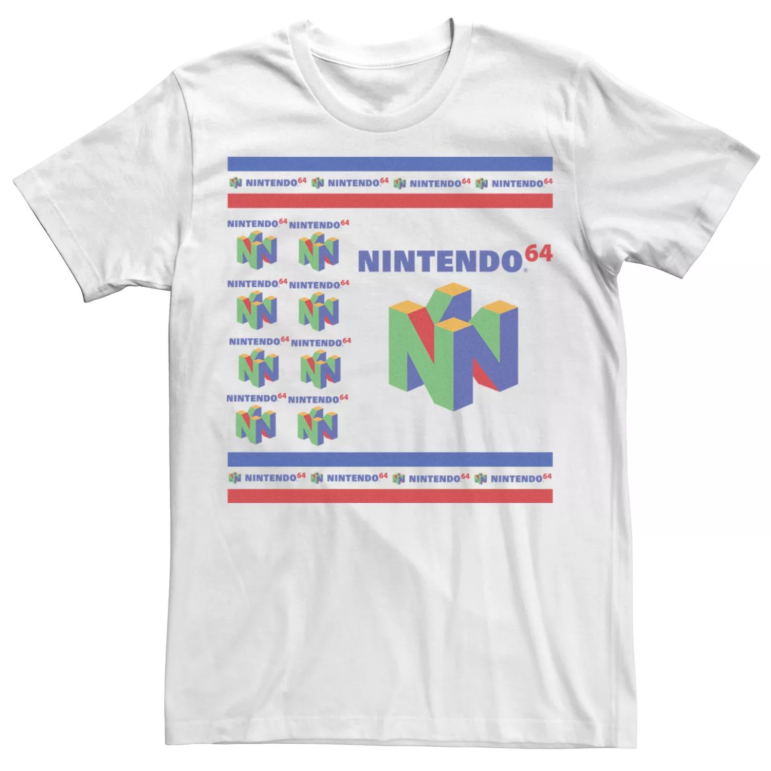 Мужская футболка с оригинальным логотипом и коллажем Nintendo 64 Licensed Character