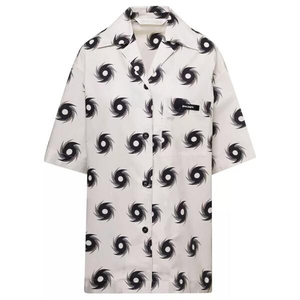 

Футболка bowling shirt with all-over shuriken print i Palm Angels, белый
