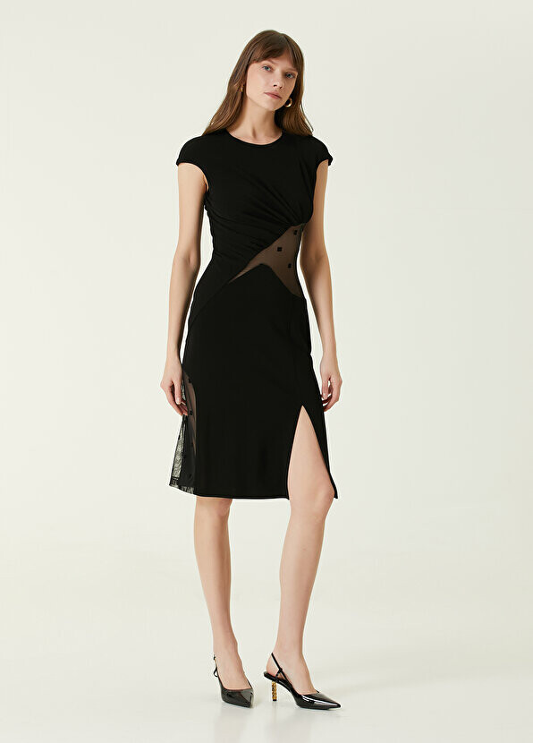 

Черное прозрачное коктейльное платье миди Givenchy, Черный