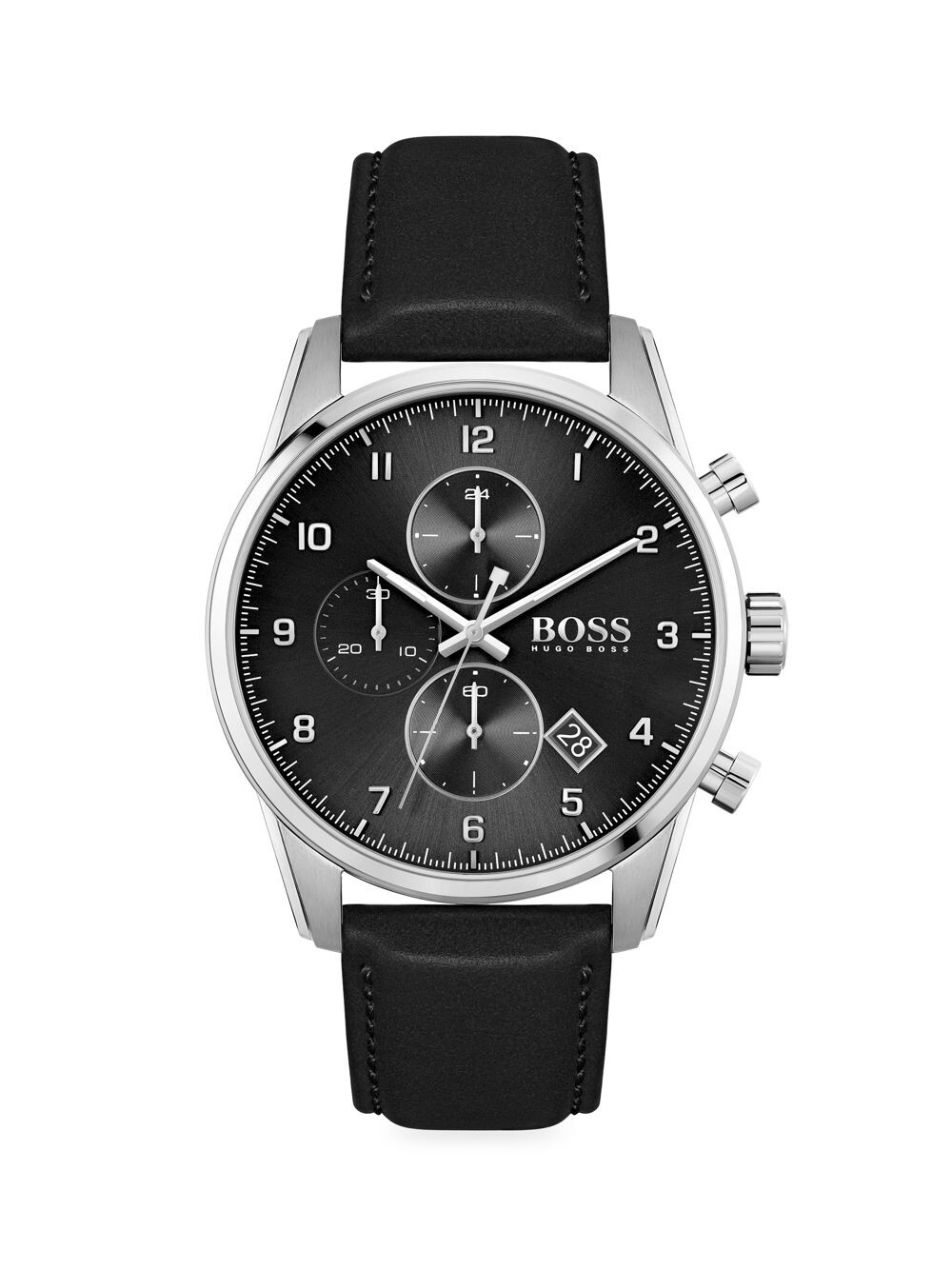 

Часы Skymaster с хронографом из нержавеющей стали и кожаным ремешком HUGO BOSS, черный