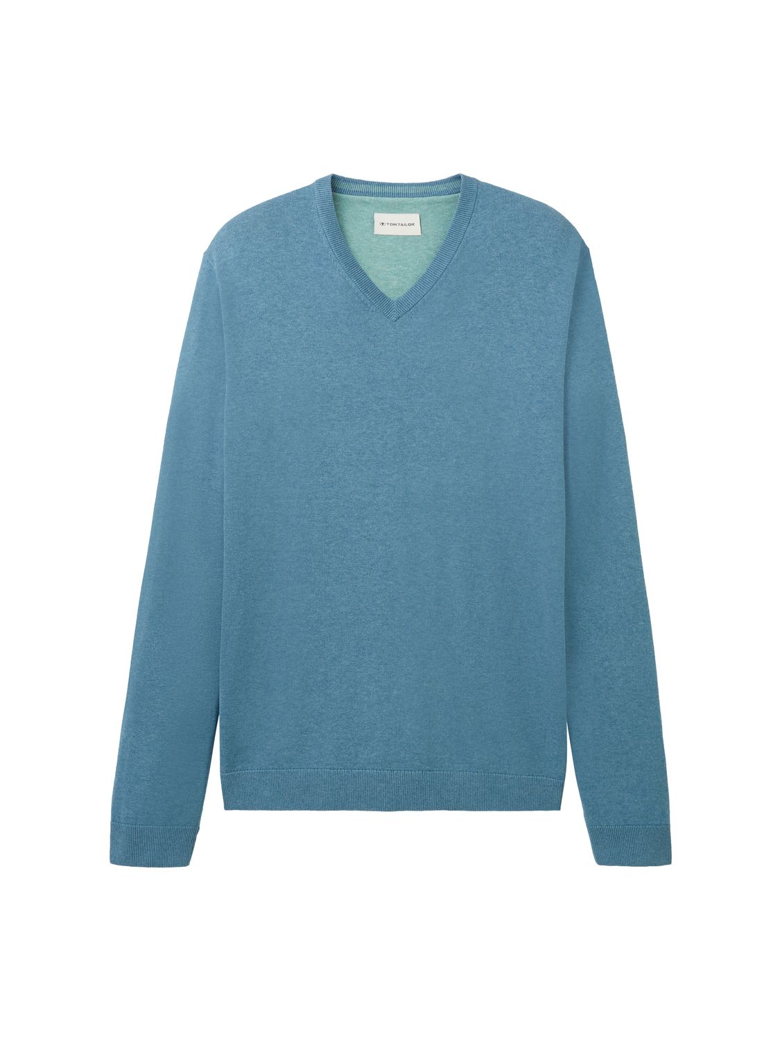 Пуловер Tom Tailor BASIC V NECK KNIT, синий цена и фото