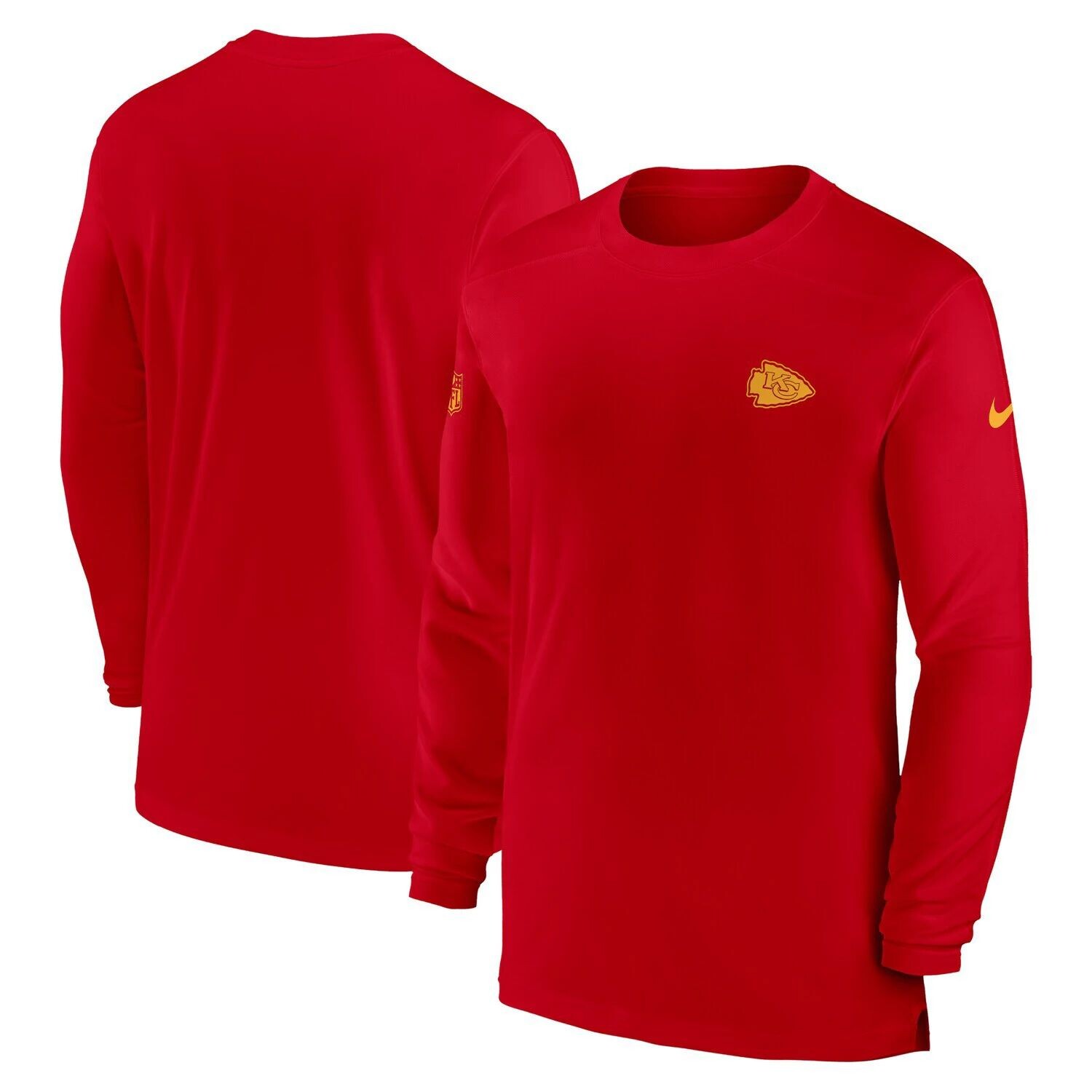 

Мужская красная футболка с длинным рукавом Kansas City Chiefs Sideline Coach Performance Nike, Красный