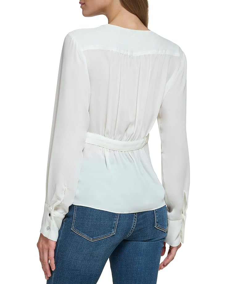 

Блуза DKNY Long Sleeved Fixed Waist Surplice Blouse, цвет Parchment