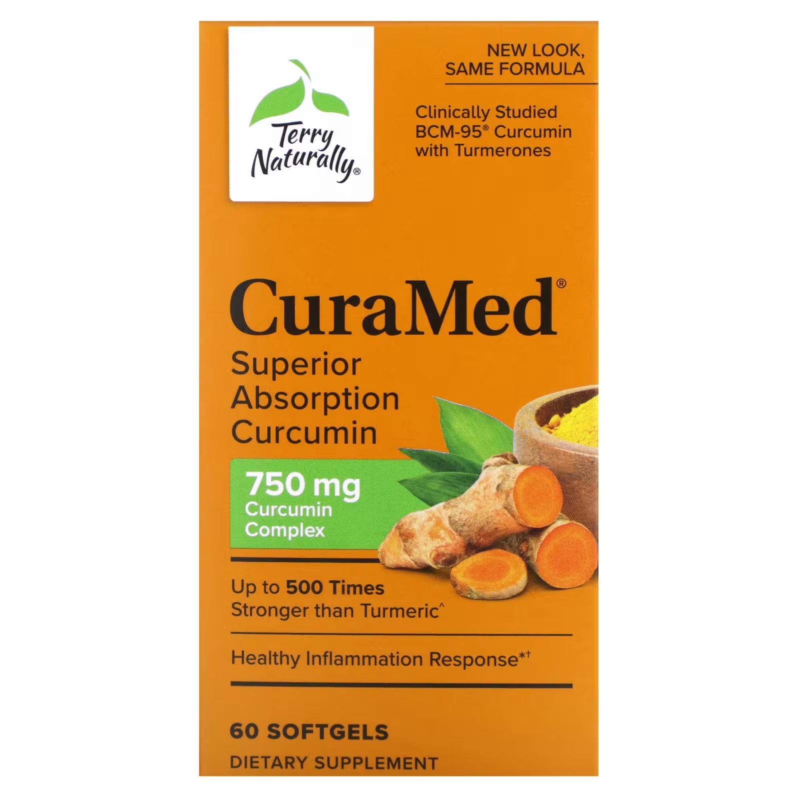 Куркумин Terry Naturally CuraMed с улучшенной абсорбцией, 750 мг, 60 мягких таблеток swanson фитосомы куркумы с меривой 500 мг 60 капсул