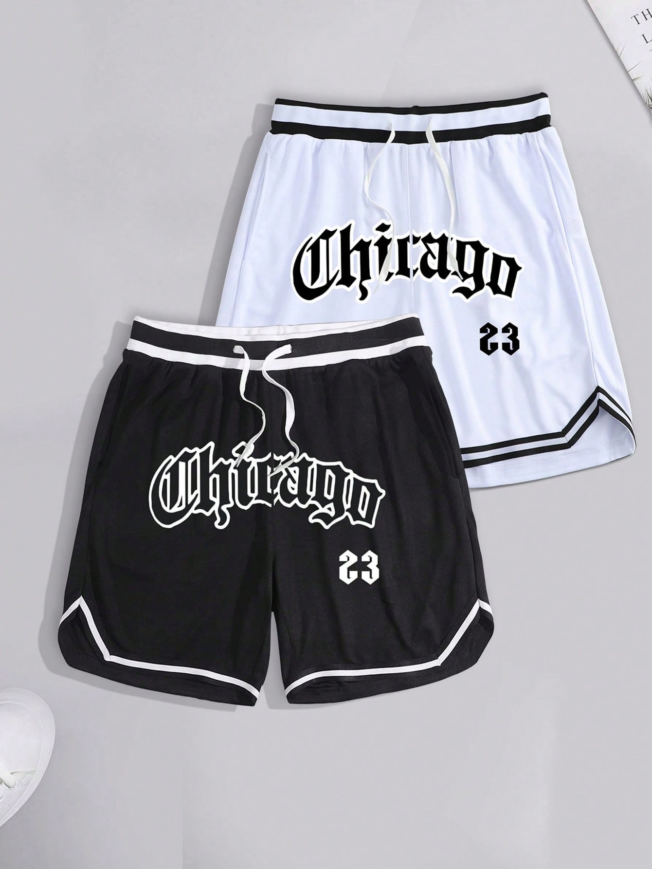 Мужские баскетбольные шорты больших размеров с буквенным принтом Manfinity Sporsity, черное и белое цена и фото