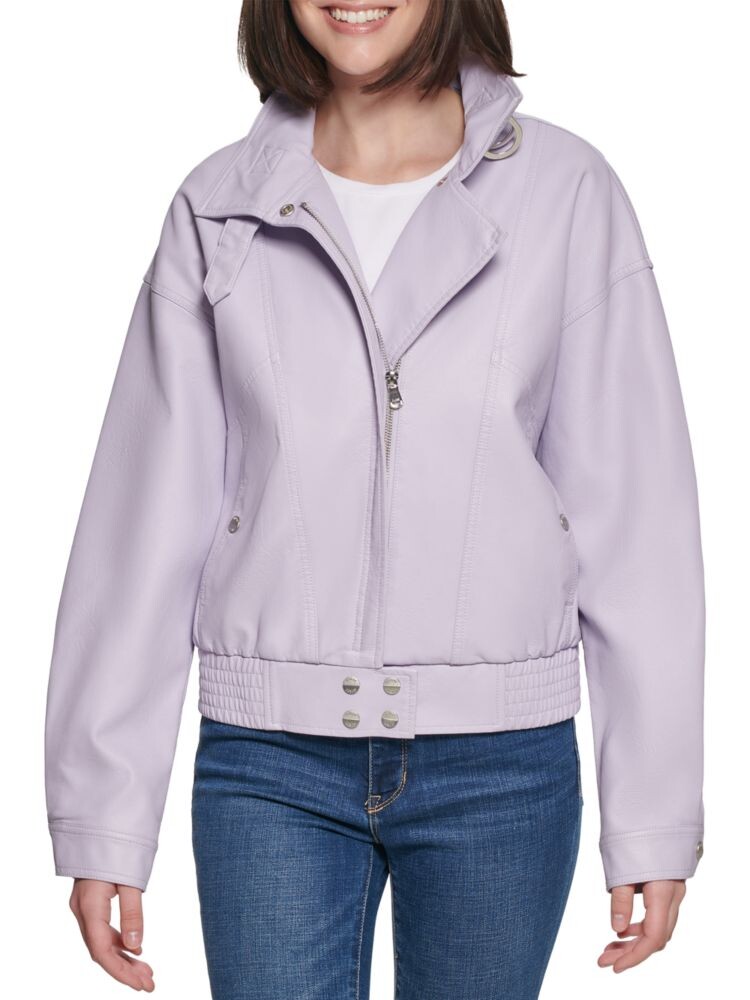 

Бомбер из искусственной кожи Guess, сирень