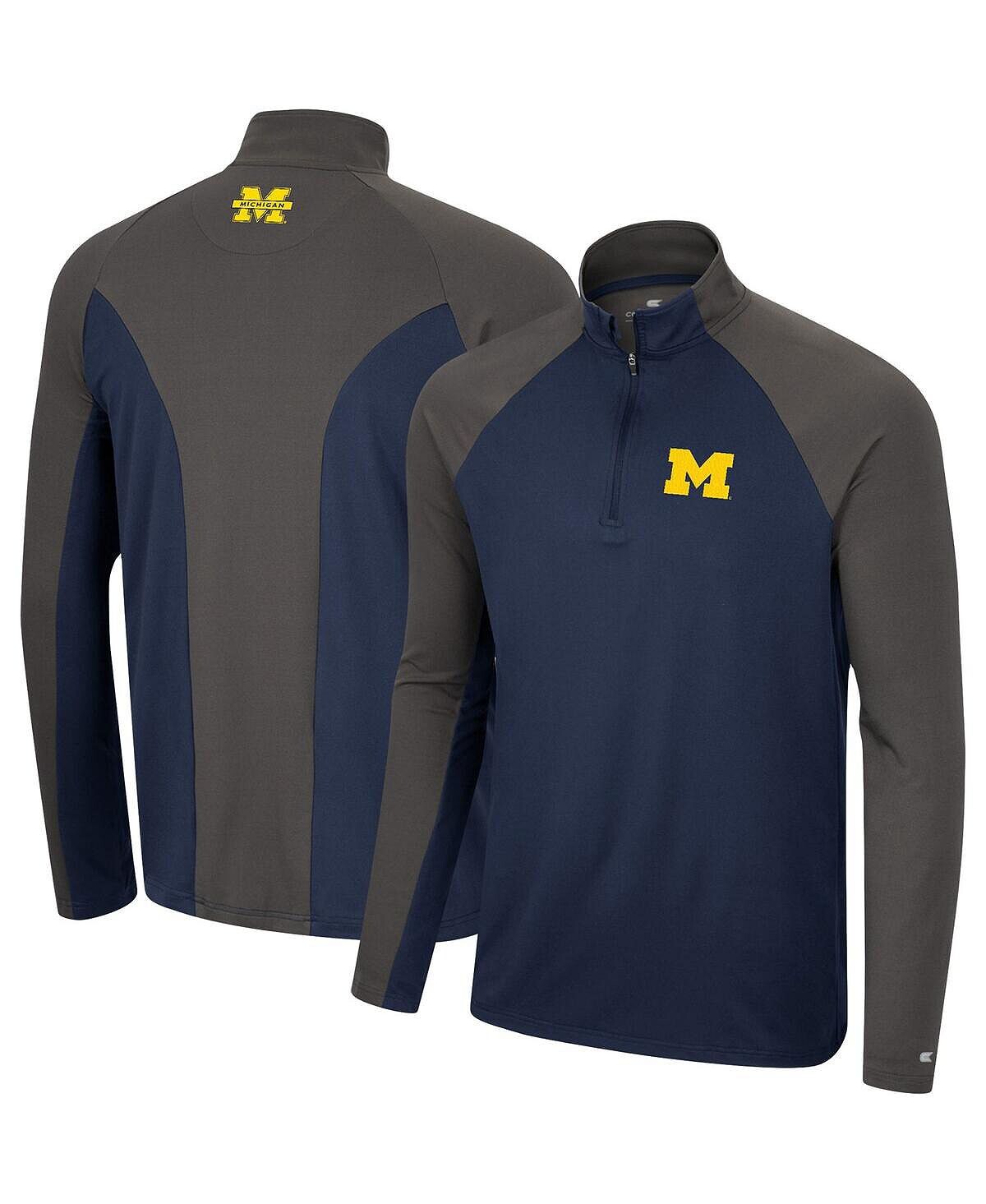 

Мужская ветровка темно-синего цвета с молнией четверть четверти Michigan Wolverines Two Yutes реглан Colosseum