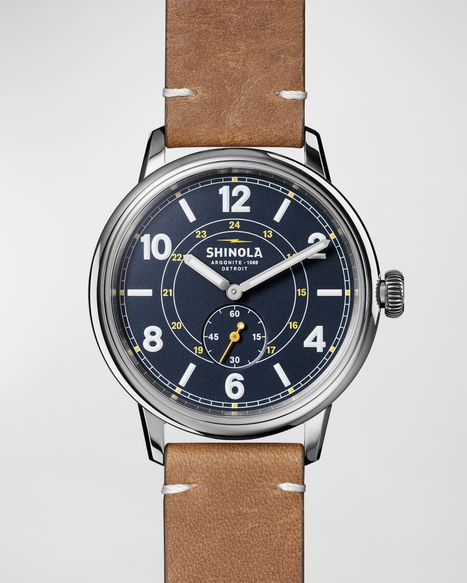 

Мужские кожаные часы Traveler Sub-Second, 42 мм Shinola