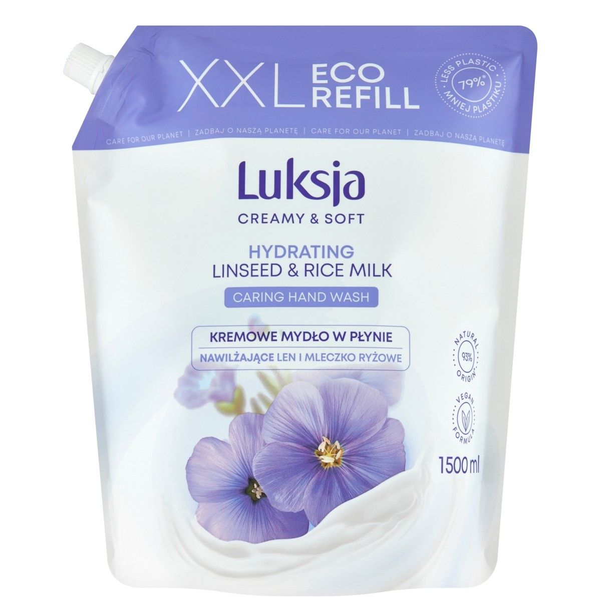 цена Сменный блок - жидкое мыло Luksja Linseed Refill, 1500 мл