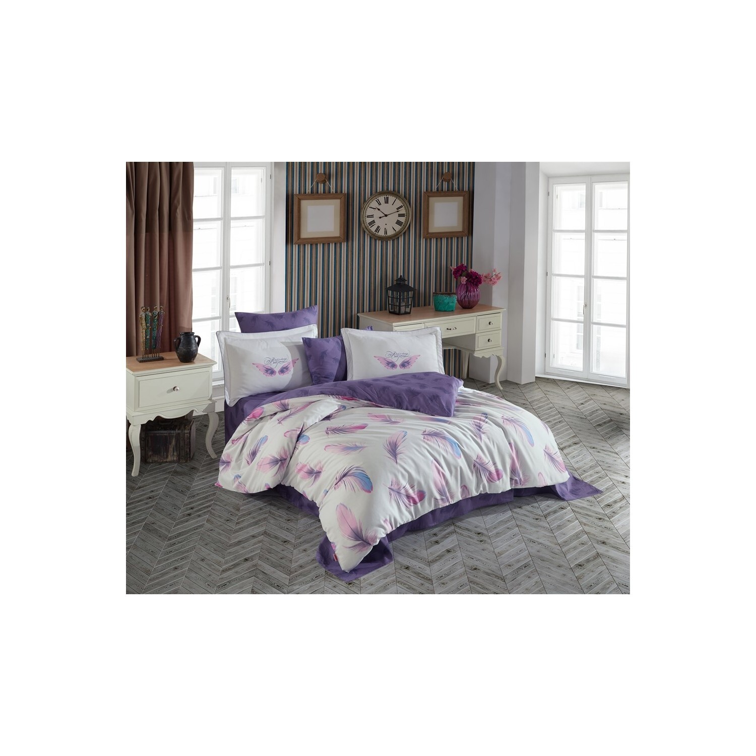 

Комплект постельного белья Коллекция Hobby Home Hobby Satin Paradise Double Kis. Комплект белья