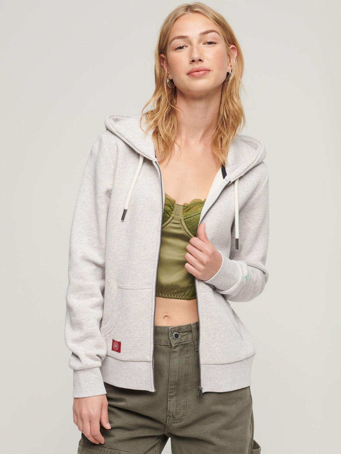 

Толстовка на молнии Athletic College Superdry, ледниковый серый мергель