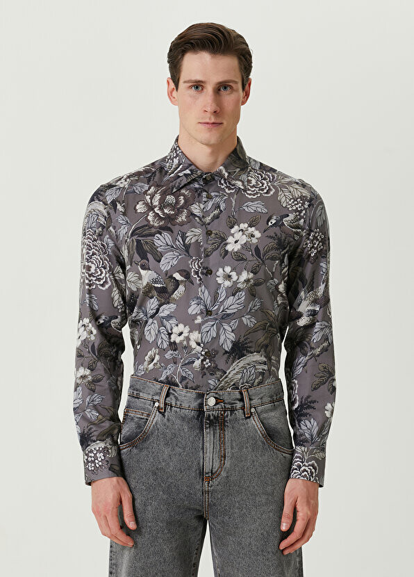 

Серая рубашка с цветочным узором Etro