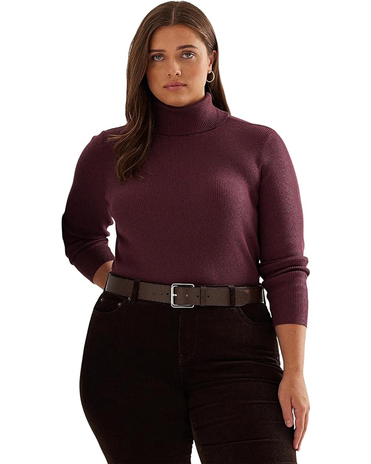 Свитер LAUREN Ralph Lauren Plus Size Ribbed Turtleneck Sweater, цвет Vintage Burgundy