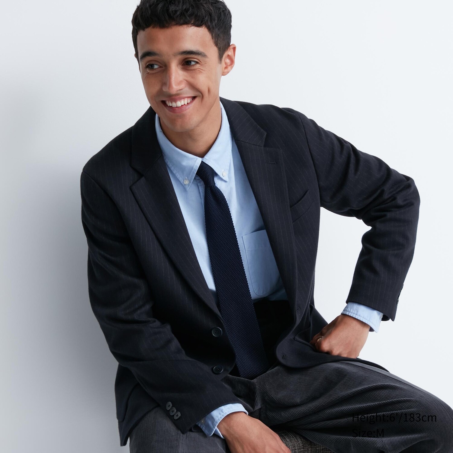 

Пиджак Comfort с узором Uniqlo, темно-синий