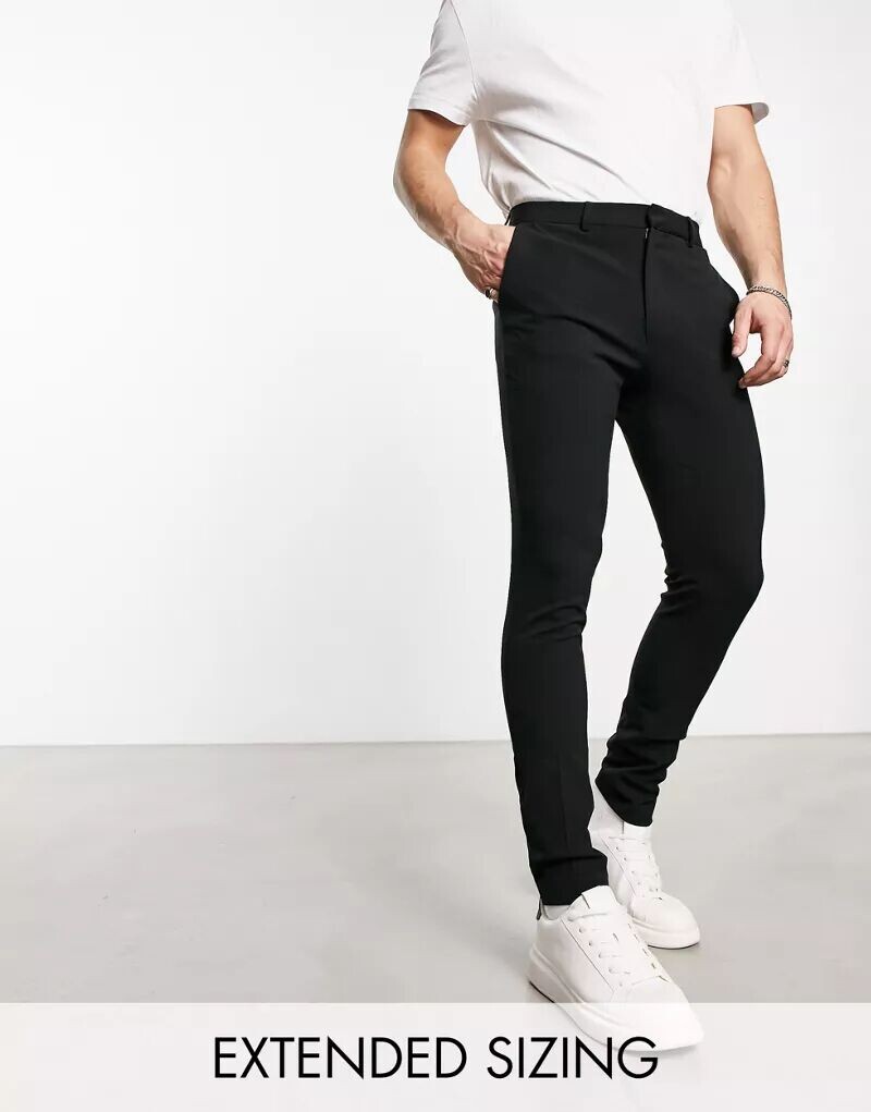 

Черные суперузкие брюки строгого кроя ASOS, Черный