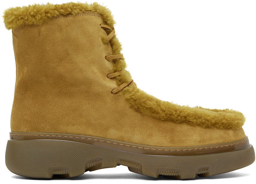 

Желтые сапоги из короткой овчины Burberry