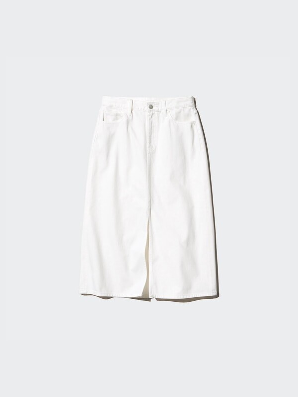 

Джинсовая длинная юбка короткая Uniqlo, белый