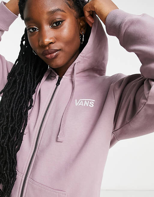 

Розовое укороченное худи на молнии с длинным V-образным вырезом Vans Drop V эксклюзивно на ASOS