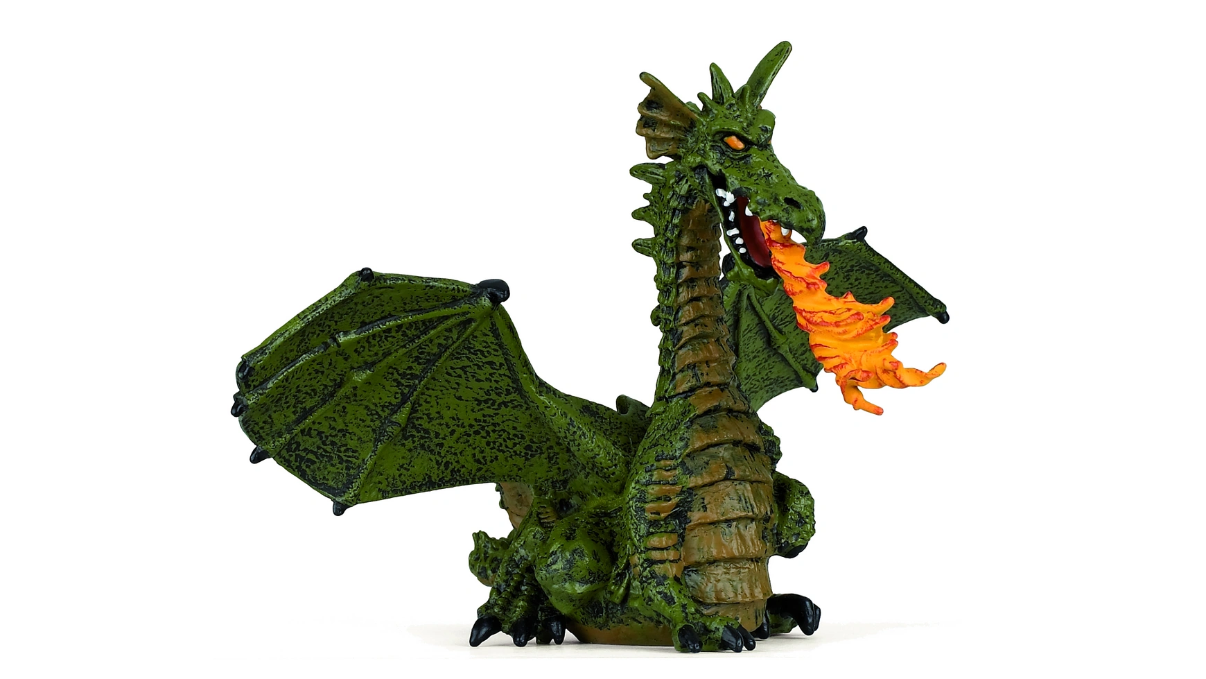 Огнедышащий дракон с крыльями, зелёный Papo цена и фото