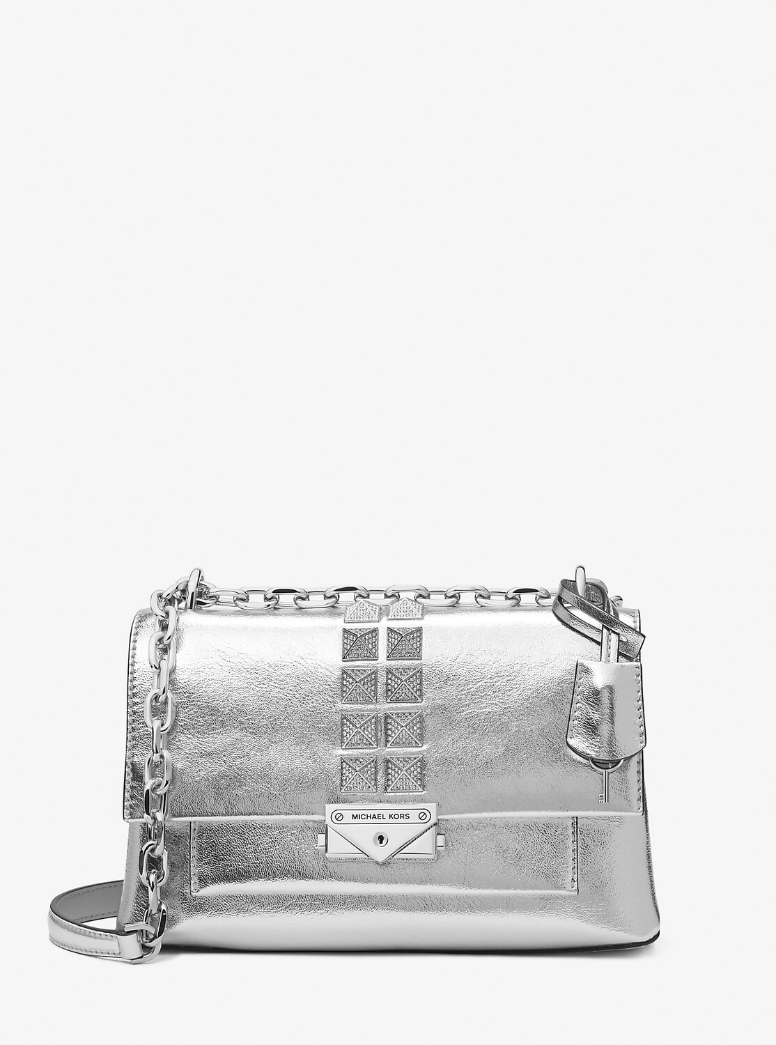 

Сумка через плечо Cece среднего размера с металлизированными заклепками Michael Kors, серебряный