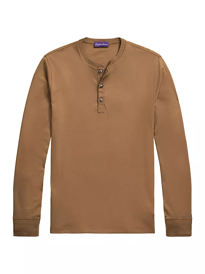 

Футболка Henley с длинными рукавами Ralph Lauren Purple Label, цвет mocha