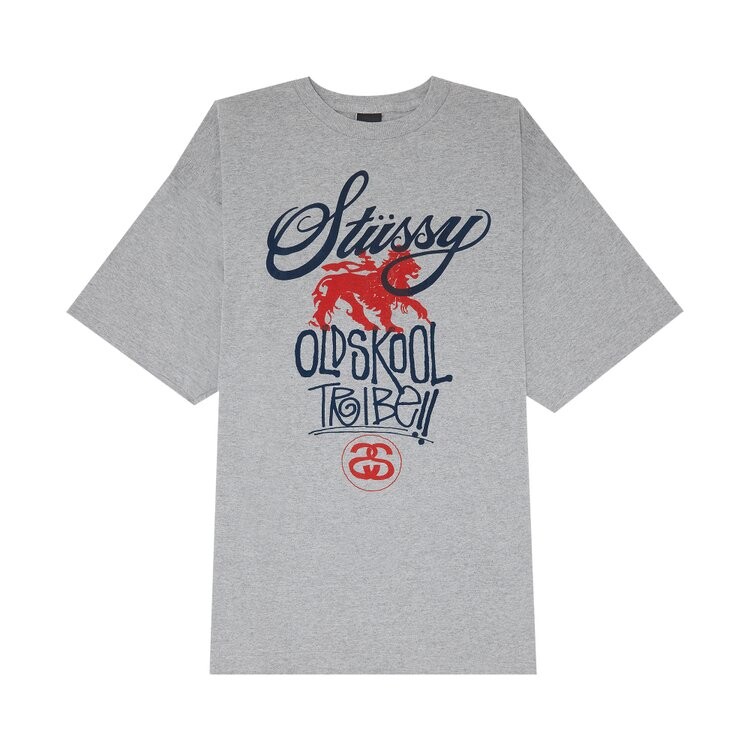 

Футболка Stussy Old Skool Tribe 'Grey Heather', серый
